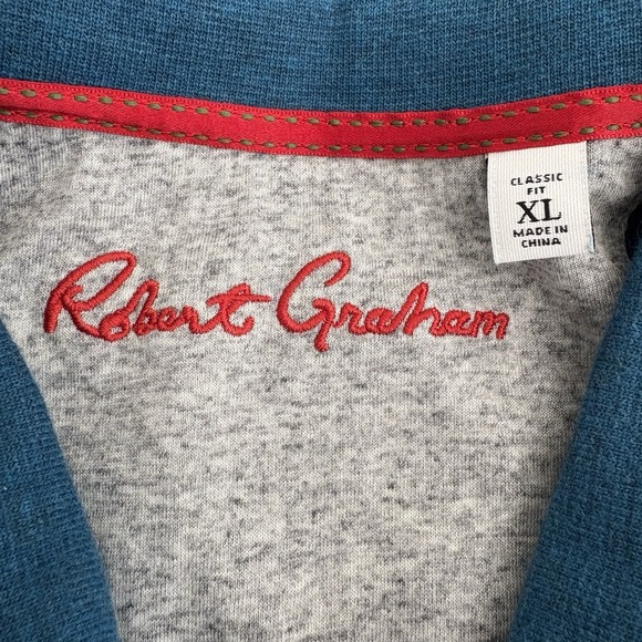 Robert Graham Polo‎ Shirt Mens XL Teal Classic Fit Short Sleeve Preppy Adult - Picture 5 of 7